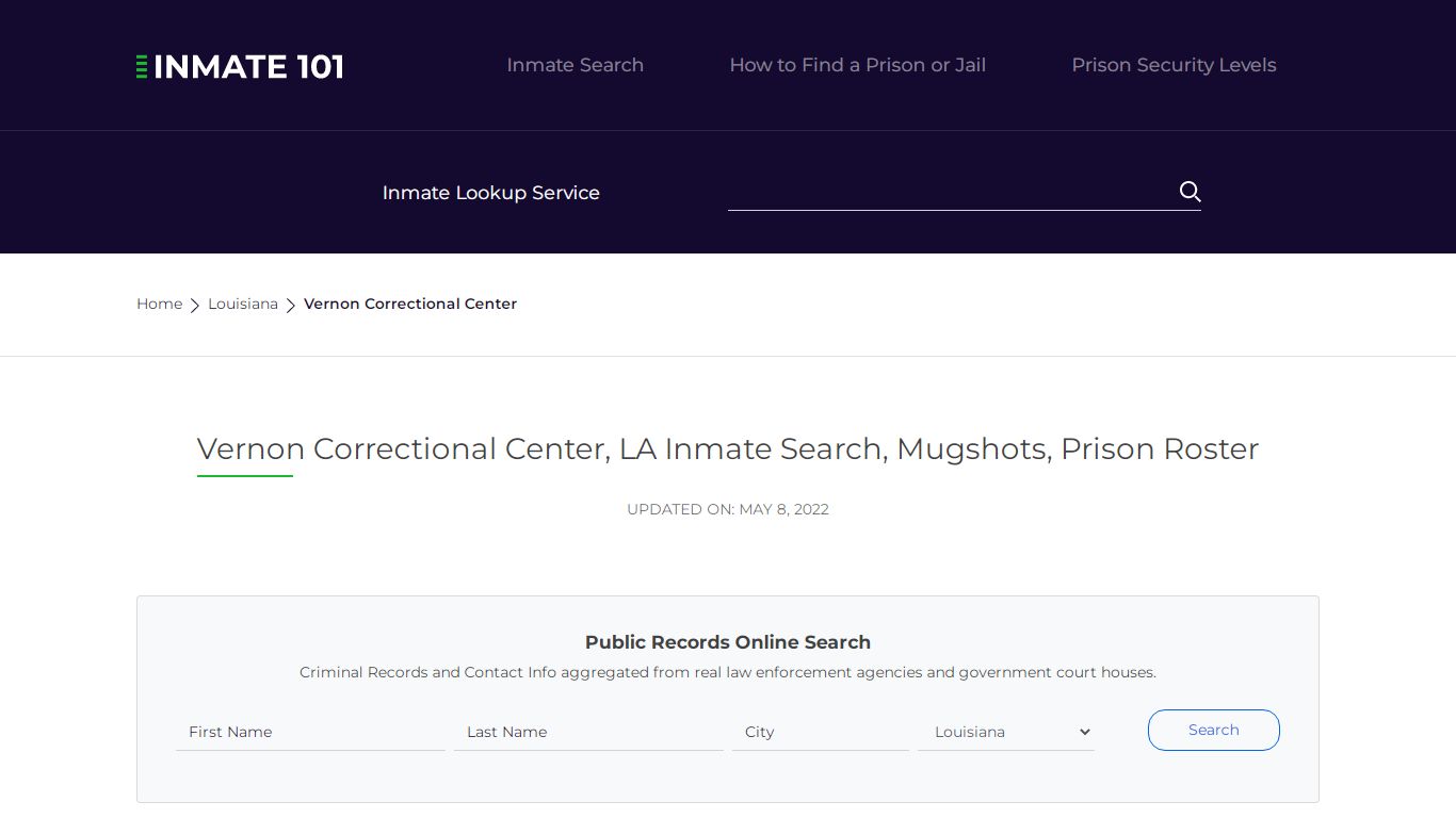 Vernon Correctional Center, LA Inmate Search, Mugshots ...